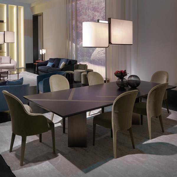 2000mm 29,9 mesa de jantar luxuosa contemporânea, mesa de jantar moderna do século meados de aço inoxidável