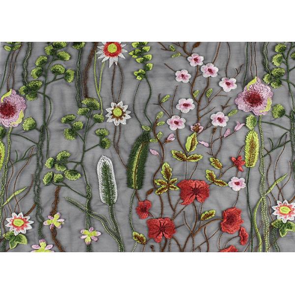 Tulle colorida francesa bordó la tela nupcial del cordón para el vestido de noche con las flores 3D