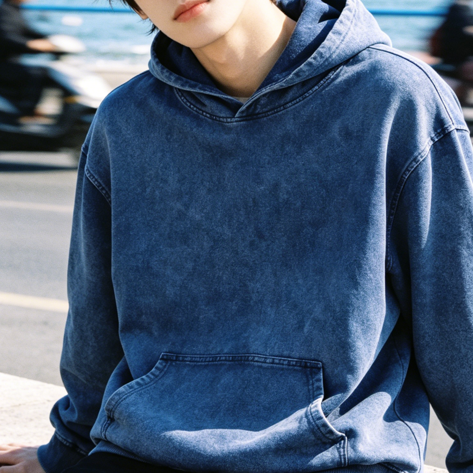 380g Heavyweight Stone Wash Hoodies Vintage Street Washed Denim Hoodie For Fall Winter