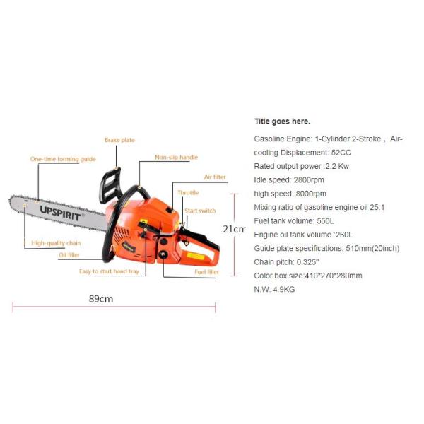 Handheld Gasoline Engine Diamond Chain Saw For Concrete Stone Cutting