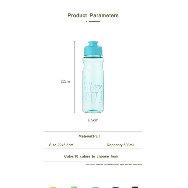 Custom 500ML PET BPA Free Personal Cup Sport Plastic Drinking Water Bottles With Strap Multi Colors