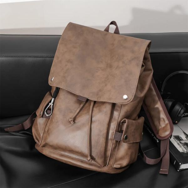 Leather Business Laptop Backpack , Daily Casual Laptop Backpack