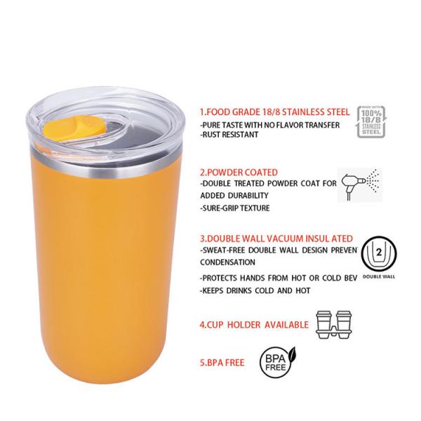 16 унций стальной чашки с крышкой и металлической вакуумной соломой