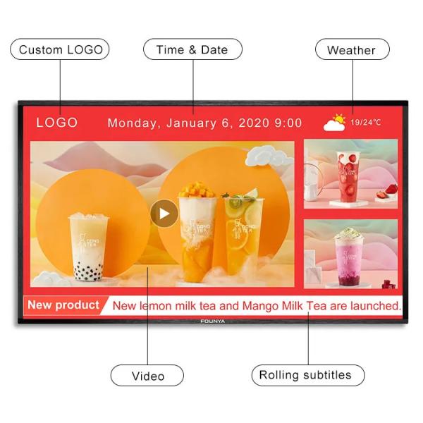 Wall Hanging Advertising Commercial Outdoor Digital Signage Displays 43''