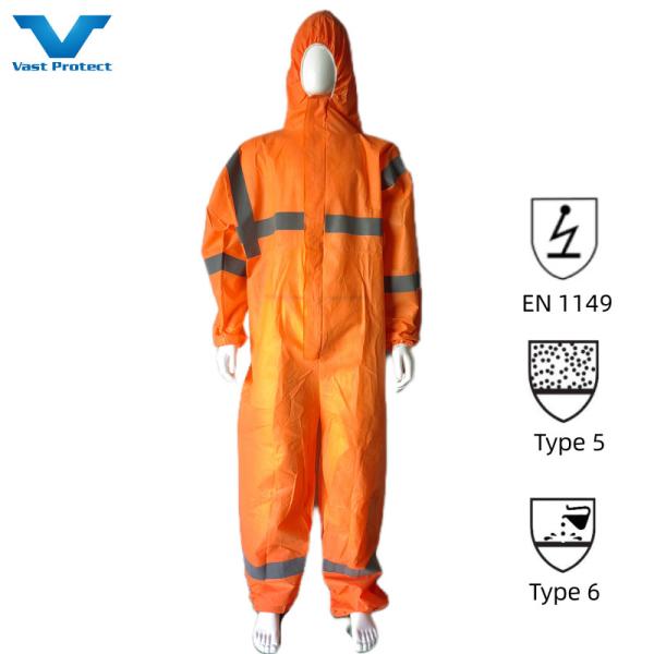 Disposable Nonwoven Industrial Type5 6 Coveralls CE Cat3 EN14126 20000pcs/day Capacity