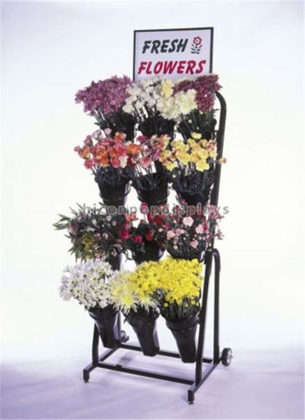 Black Metal Display Rack Retail Merchandise Displays For Flower / Plants