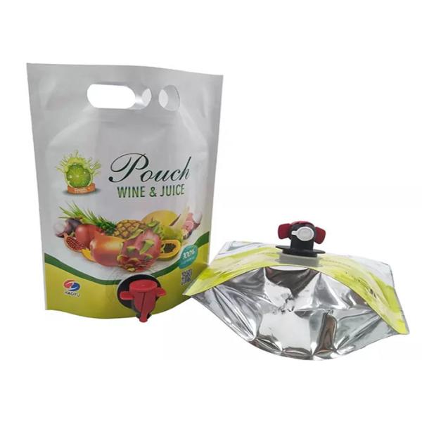 1L 2L 3L 4L 5L Food Grade Stand Up Pouch , Aluminum Foil Wine Bags With Spout