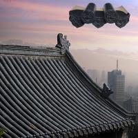 Telhados cerâmicos de vidro preto para o Pavilhão Chinês Templo Buda Casa