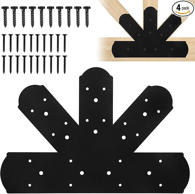 4PCS Gable Plate, 16.5x11 Gable Bracket Pergola Truss Roof Plate Heavy Duty Carbon Steel Mending Plate for Repairing Fixing Connecting Wood Beam