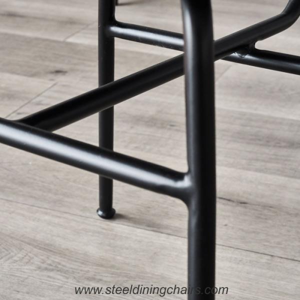 Vintage Matte Black Finished Padded 82CM 39cm Steel Frame Dining Chairs