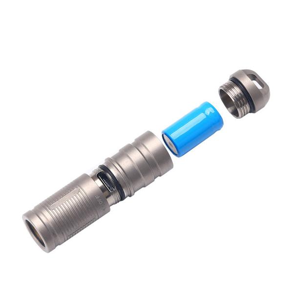Outdoor Hiking Titanium Camping Parts Titanium Alloy Mini Flashlight With USB Charging