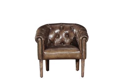 Vintage Cigar Leather Occasional Chairs With Solid Wood Legs For Home / Office