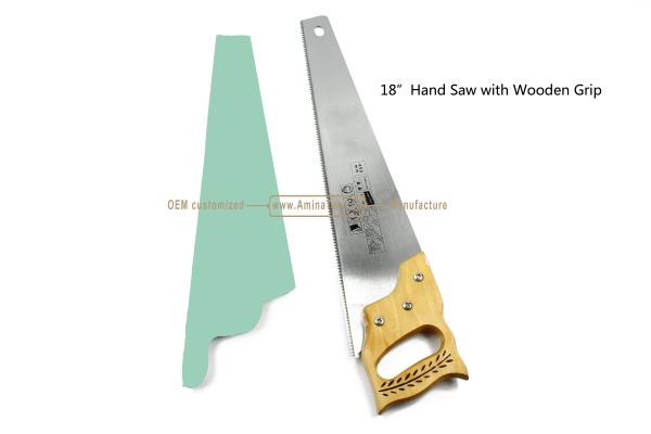 Aminatech 18”Hand Saw with Wooden Grip,Cutting Wood,Pruning the Garden