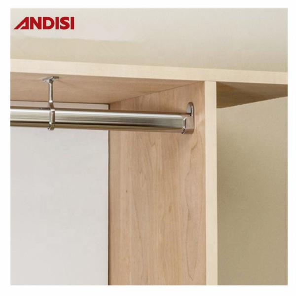 Nickel Plated Oval Wardrobe Clothes Hanging Rail Support Bracket for Closet Pipe