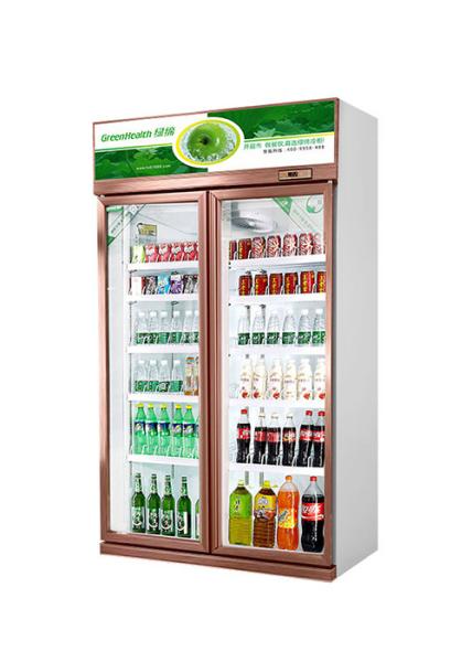 R134a Exibição comercial Congelamento Porta de vidro Frigorífico vertical de luxo para vinhos de bebida