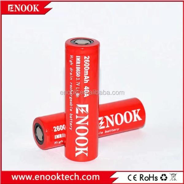 Enook high discharge rate 18650 rechargeable battery 2600mah 20A  battery cell 3.7V