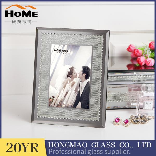 Grey Color Glitter Glass Photo Frame For Home Decoration 180*230*15MM Size