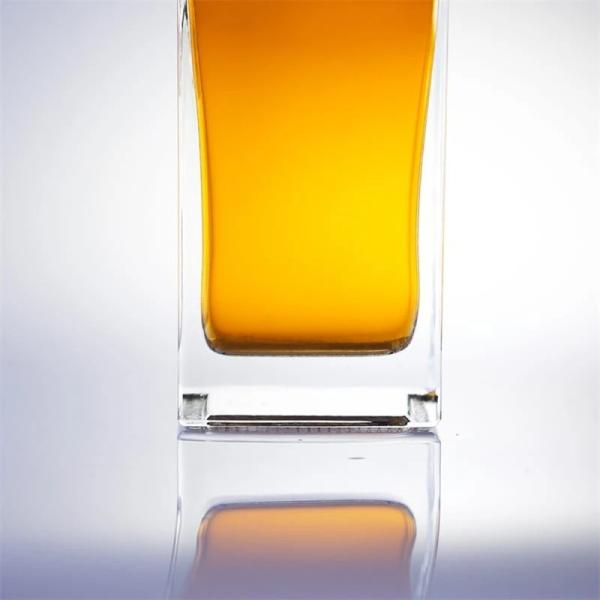 Glass Liquor Bottle 500ml 750ml Square Shape With Glass Collar Closure