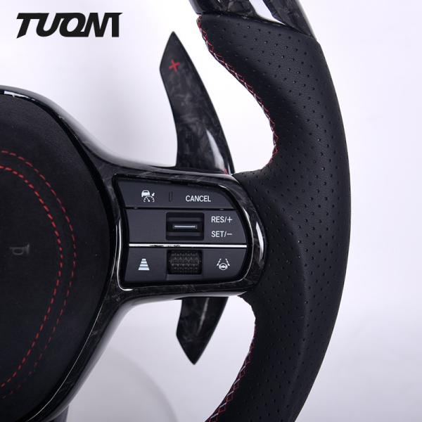 Accord Civic Honda Forged Carbon Fiber Steering Wheel Black Leather Custom