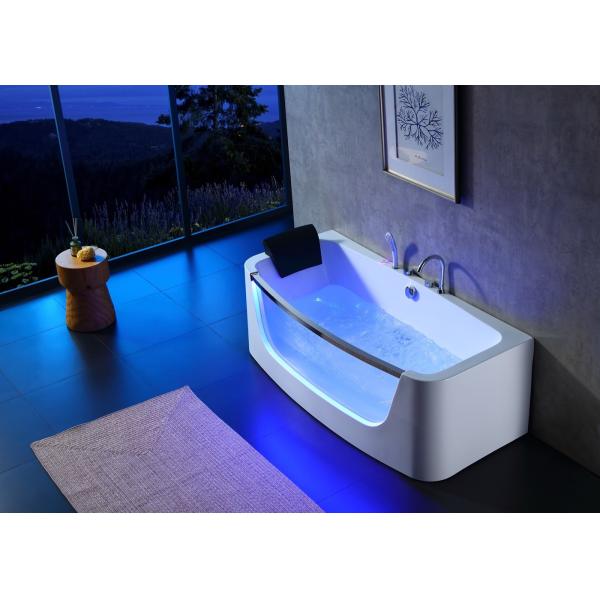 Massage Bathtub With Arc Front Led Glass