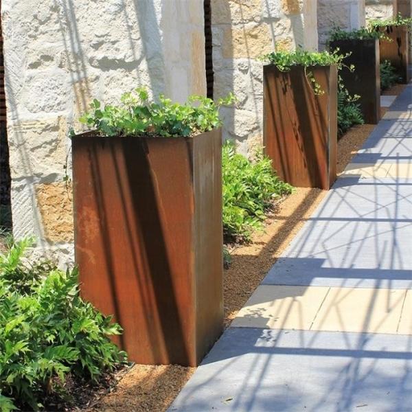 Column Tower Corten Steel Cube Planter 2-3mm Thickness