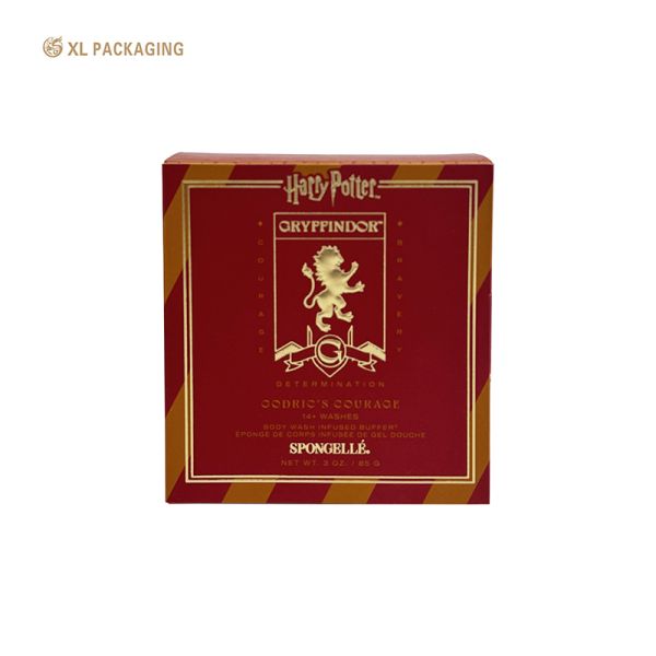 350gsm Card Paper Folding Soap Box with Gold Foil Logo and Die-Cut Window for Flat Shipping