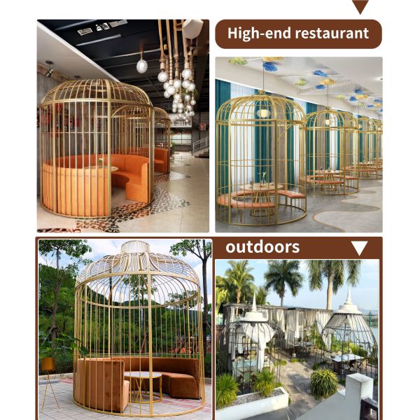 Polished Custom Stainless Steel Products Decoration Birdcage Booth For Hotel