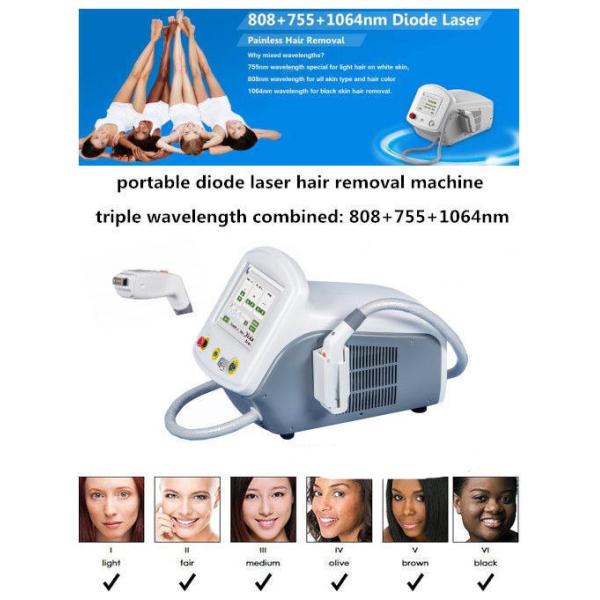 Máquina de depilación por láser de diodo portátil de alta potencia 755nm 808nm 1064nm 3 longitud de onda