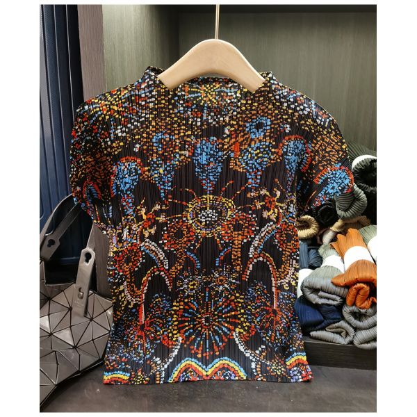 Women's Unique Designer Ethnic-Style Vintage Print T-Shirt Simple Casual Versatile Stylish Short-Sleeve Top Anti-Pilling Summer