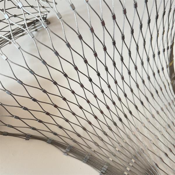 SS304 SS316 Stainless Steel Ferrule Rope Mesh Netting 1.2mm-3.2mm Diameter