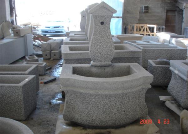 Pedestal Granite Water Fountain , Decorative Garden Stones Customized Dimension