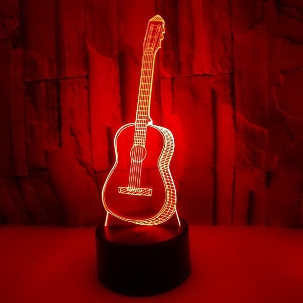 3D led guitar night light seven-color touch visual light creative gift atmosphere small table lamp