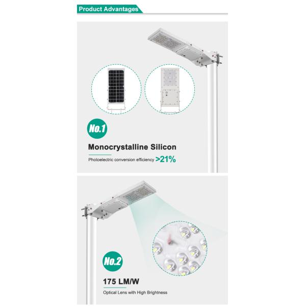 High Lumen 7.4V 15W 30w All In One Solar Street Light 6000K Outdoor Solar Street Lamps