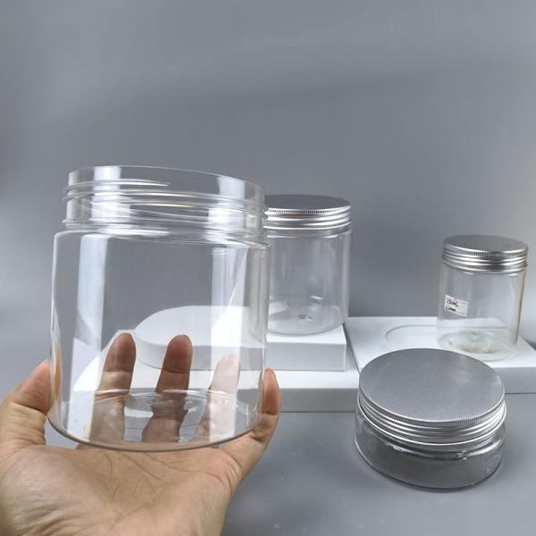 Custom 150ml 250ml 500ml 600ml Empty Clear Plastic PET Cosmetic Cream Body Butter Scrub Jar with Screw Lid