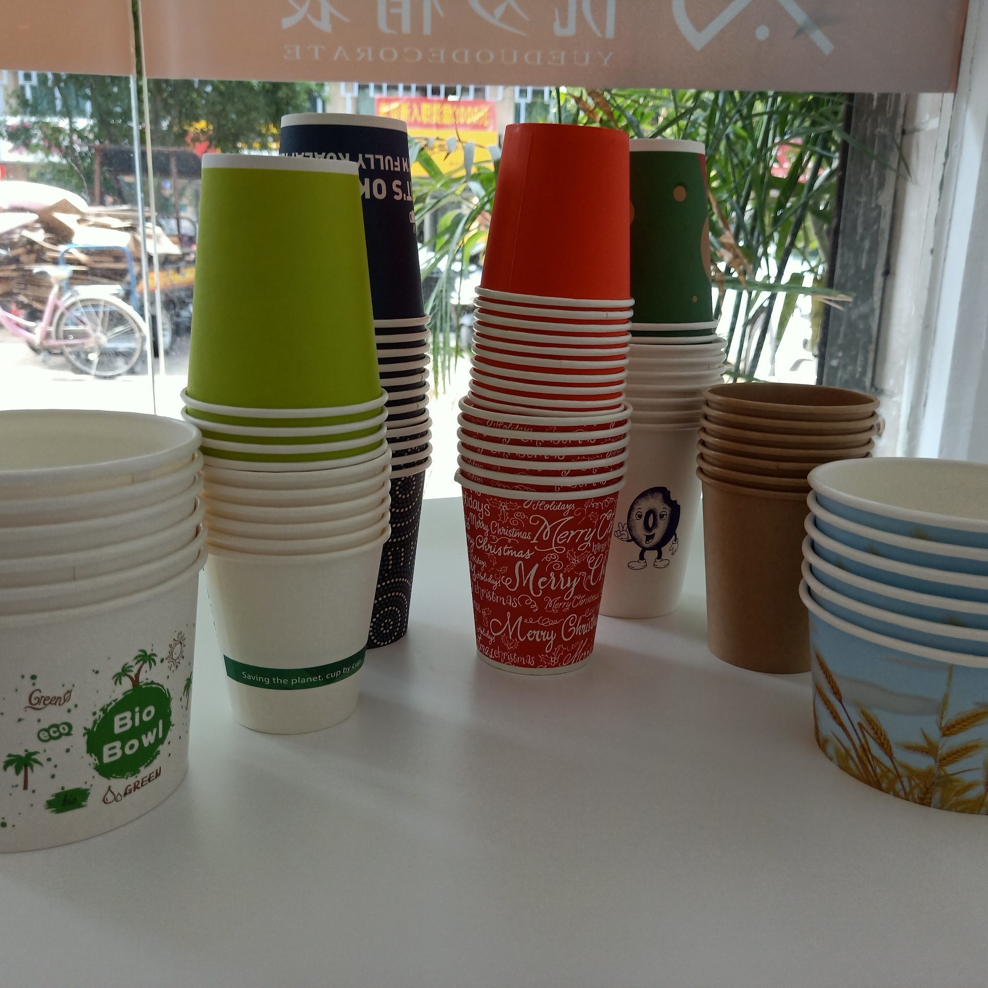 400-1800ml Round Paper Container Without PE Coated Bamboo Wood Material Plastic Free