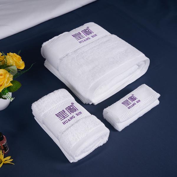 100% Cotton Luxury Hotel Towel Set Custom Embroidered Logo Hotel Spa White Bath Towel