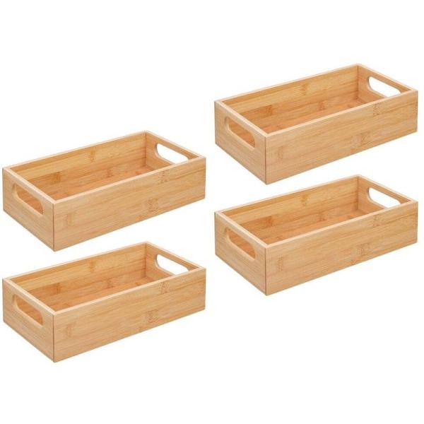 Bin de armazenamento de bambu com alças Solução de armazenamento multifuncional e logotipo do cliente