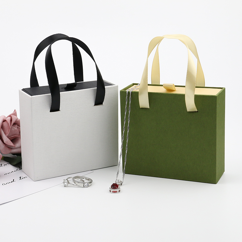 Premium Paper Jewelry Gift Box Ribbon Drawer Set Paper Necklace Box Dedicated