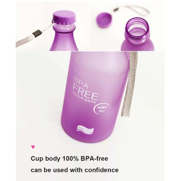 Unbreakable 550mL BPA Free Water Bottle in Candy Colors for School Children 6.8x20cm