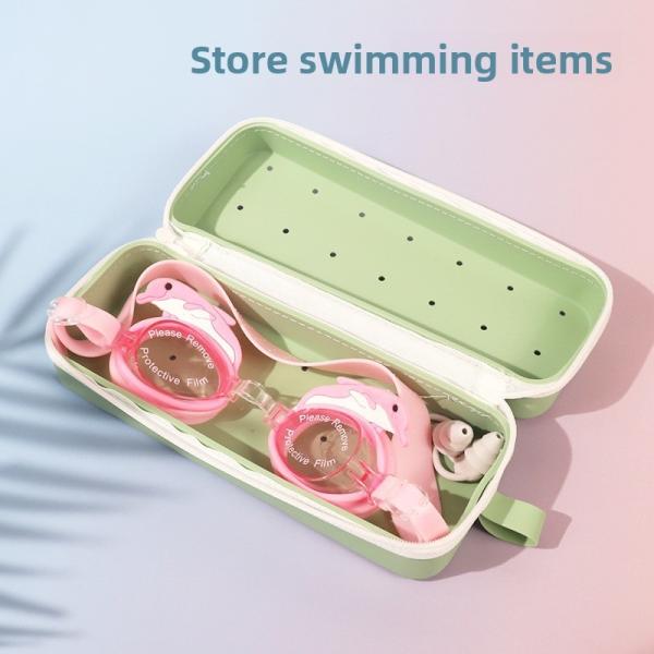 Gran capacidad de doble cara de silicona gafas de baño caja gafas respiratorias estuche protector para entusiastas del aire libre