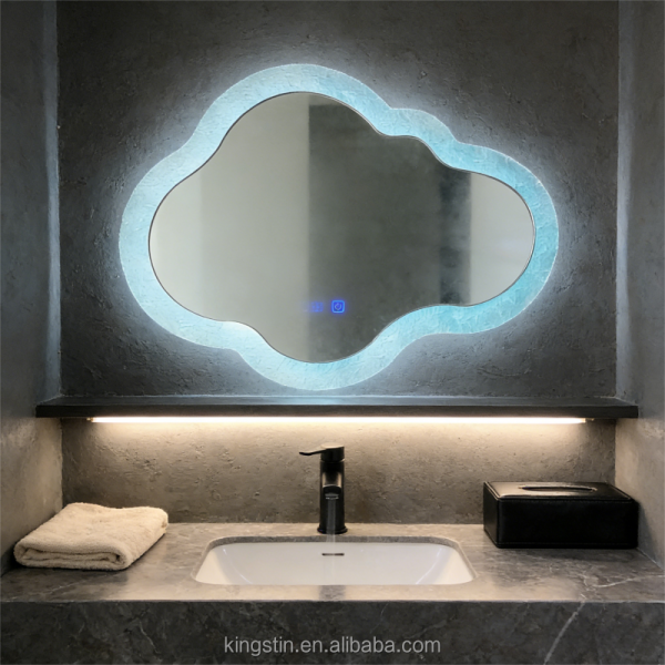 Kingstin Cloud Shape LED Mirror Smart Touch - Dimmable Backlit Vanity Mirror for Bathroom/Living Room/Dressing Table