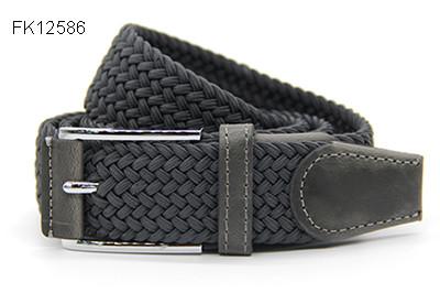 Grey Unisex 35mm Braided Men Elastic Stretch Belts With Pin Buckle