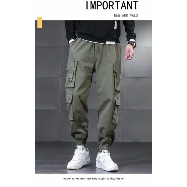 XMAMLON Custom Logo Men's Cargo Pants with Drawstring Waist and Polyester/Cotton Fabric