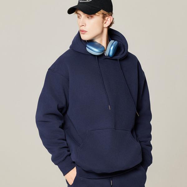 Camisola com capuz bordada pesada 350gm Peso pesado Algodão Francês Terry Fleece espesso Hoodie Homens