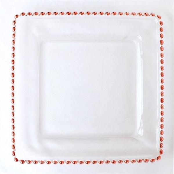 Wedding Table Decoration Gold Square Glass Plate 12 Inch