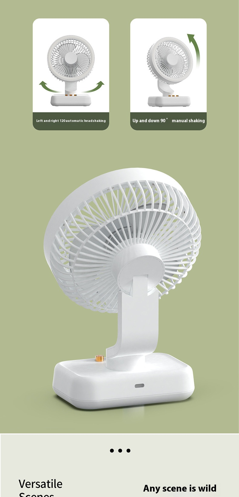 Quiet Cooling 3 Speed Portable Desk Fan With LED Light Home Or Office Use