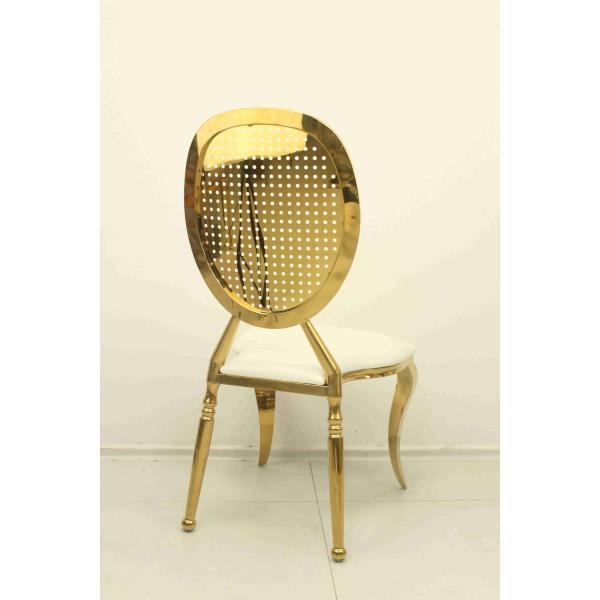 Luxo marco de acero inoxidable dorado silla de invitados trono hotel comedor tela silla de boda