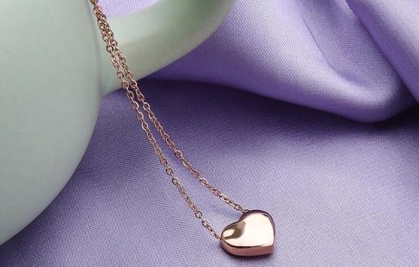Stainless Steel Necklace Pink Gold 18K Rose Golden Fashion Necklace