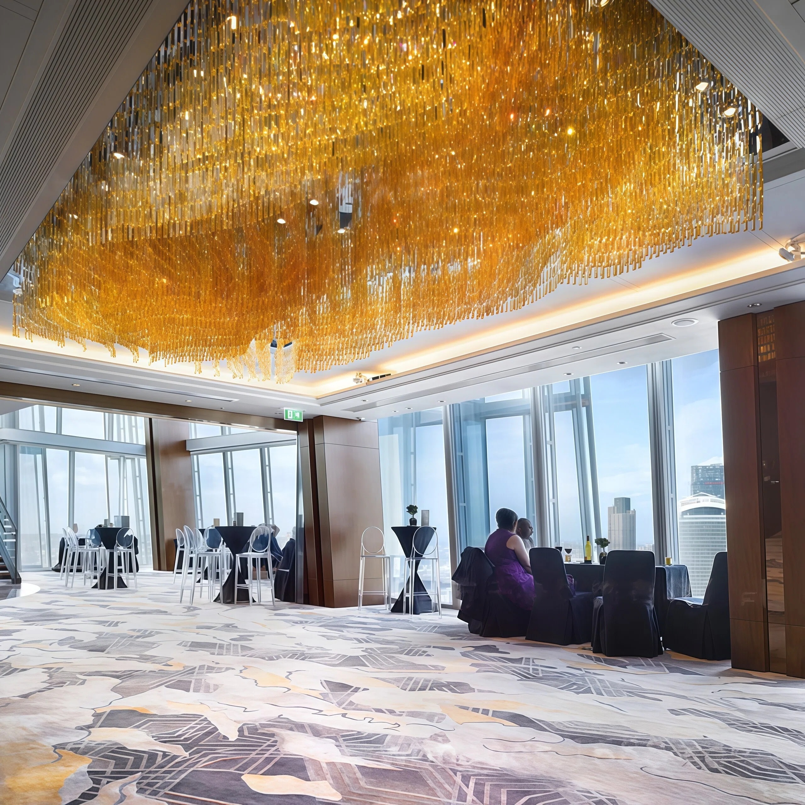 JYLIGHTING Irregular Mountain Shape Amber Crystal & Polished Stainless Steel Chandelier, Artistic Custom Ceiling Lamp for Villa Atrium & Sales Office