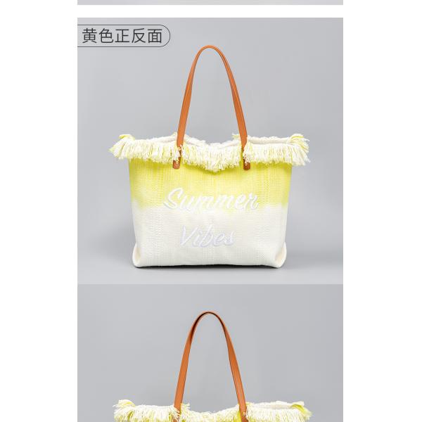 EMBROIDERED TOTE TASSEL DESIGN CANVAS BAG BRAIDED ALPHABET CANVAS UNDERARM NEW SHOULDER SUMMER HIGH CAPACITY WOMEN'S BAG